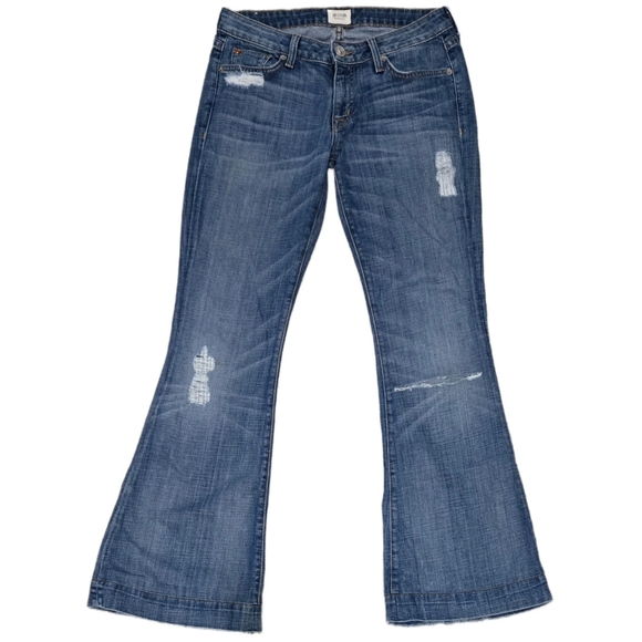 Hudson Jeans Ferris Flare Distressed Faded Blue Jeans Bellbottoms Size 27 - Picture 1 of 16